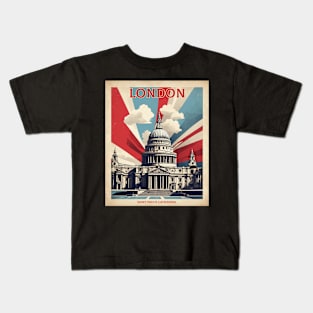 Saint Pauls Cathedral London United Kingdom Vintage Travel Tourism Poster Kids T-Shirt